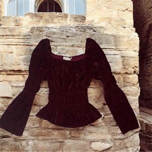 Newport News Y2K Velvet Maroon Blouse